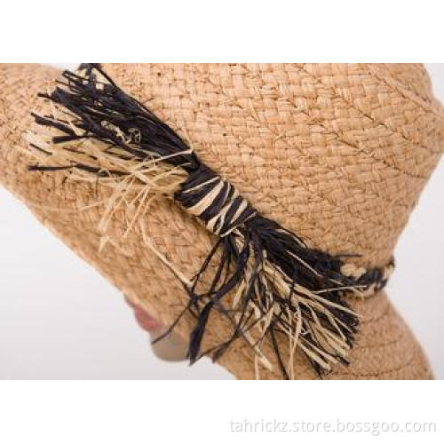 57cm Natural Short Brim Ladies Sun Hats / Raffia Braid Sewi
